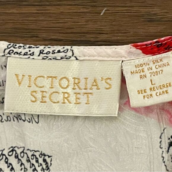 Vintage Victoria’s Secret Gold Label Cropped Silk Top White Pink Red Size Large - Picture 7 of 10